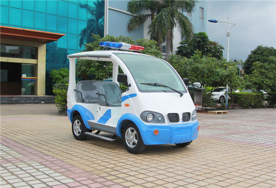 China Blauwe/Witte Elektrische Golfauto met Toplight-Fiberglas 4 Zetels voor Toevlucht leverancier