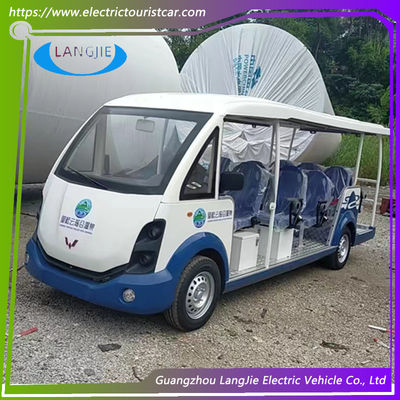 Blauw / Wit 14 ZITTEN 1,25L Benzine Sightseeing Car For Resort Car
